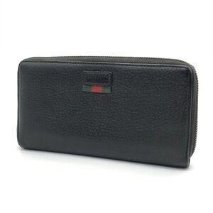 Gucci Web Shelly Line Round Zipper Long Wallet Black
